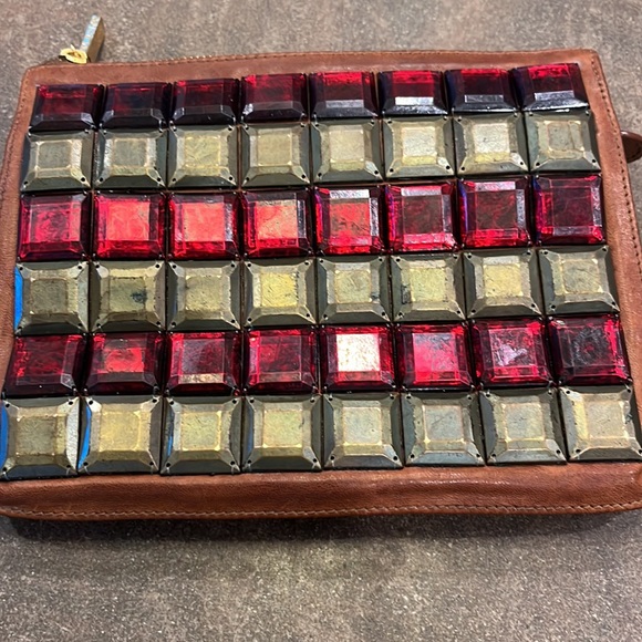 SALE! Tory Burch RareFind Leather Brown Red Bronze PurseWalletMagneticSnapZipper - Picture 14 of 16